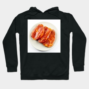 Pork neck slices on a plate Hoodie